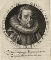 An illustration from Nassovischen oraignien-boom : daer by ghevoecht, de conterfeytsels der voornaemster helden, die vvt desen stam ghesproten zijn, die hen (in tyden van oorlogen) in dese Vrye-landen ghebruyckt hebben = Malus aurantius Nassovicus : continens simulachra heroum ex illustrissi stirpe Nassovica or. quorum consilio et armis libertas provinciar. confoed. Belgij hactenus conservata et defensa est (1615)
