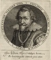 An illustration from Nassovischen oraignien-boom : daer by ghevoecht, de conterfeytsels der voornaemster helden, die vvt desen stam ghesproten zijn, die hen (in tyden van oorlogen) in dese Vrye-landen ghebruyckt hebben = Malus aurantius Nassovicus : continens simulachra heroum ex illustrissi stirpe Nassovica or. quorum consilio et armis libertas provinciar. confoed. Belgij hactenus conservata et defensa est (1615)