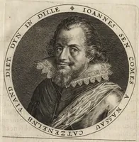 An illustration from Nassovischen oraignien-boom : daer by ghevoecht, de conterfeytsels der voornaemster helden, die vvt desen stam ghesproten zijn, die hen (in tyden van oorlogen) in dese Vrye-landen ghebruyckt hebben = Malus aurantius Nassovicus : continens simulachra heroum ex illustrissi stirpe Nassovica or. quorum consilio et armis libertas provinciar. confoed. Belgij hactenus conservata et defensa est (1615)