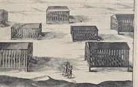 An illustration from Le second livre, journal ou comptoir, contenant le vray discours et narration historique, du voyage fait par les huit navires d'Amsterdam, au mois de mars l'an 1598, sous la conduite de l'admiral Iaques Cornille Nec, & du vice-admiral VVibrant de VVarvvic : de leur voyage & choses plus memorables eux audit voyage survenuës, de leur riche charge & sain retour ... : orné avec beaucoup de lames d'arain & cartes, joint leurs explications : aussi est icy adiousté un vocabulaire des mots françois, javans & malaites (1609)