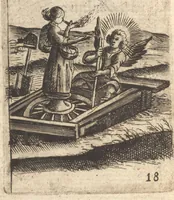 An illustration from Pia desideria, viz. 1. Gemitus animae poenitentis, 2. Vota animae sanctae, 3. Suspiria animae amantis (1677)