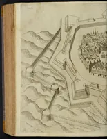 An illustration from Della architettvra militare del capitanio Francesco de' Marchi bolognese, gentil'hvomo romano, libri tre : nelli qvali si descrivono li veri modi del fortificare, che si vsa a' tempi moderni : con vn breve, et vtile trattato, nel quale si dimostrano li modi del fabricar l'artigliaria, & la prattica di adoperarla, da quelli che hanno carico di essa (1599)