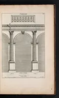 An illustration from Traité des manieres de dessiner les ordres de l'architectvre antiqve en tovtes levrs parties. Avec plusieurs belles particularitez qui nont point parû jusques a present, toucha.t les bastim.ts de marque comme, la natvrelle entresuitte des gros et menüs membres de leurs degrez ou escaliers. Puis, le moyen darrester par dessein et modelle en petit, les parties d'vn edifice, en sorte questant executé en grand, il fasse l'effet que l'on sest proposé, et enfin, la pratiqve de trouuer la place geometrale des jours, ombres et ombrages sur les corps geometraux (1665)