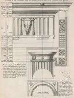 An illustration from Traité des manieres de dessiner les ordres de l'architectvre antiqve en tovtes levrs parties. Avec plusieurs belles particularitez qui nont point parû jusques a present, toucha.t les bastim.ts de marque comme, la natvrelle entresuitte des gros et menüs membres de leurs degrez ou escaliers. Puis, le moyen darrester par dessein et modelle en petit, les parties d'vn edifice, en sorte questant executé en grand, il fasse l'effet que l'on sest proposé, et enfin, la pratiqve de trouuer la place geometrale des jours, ombres et ombrages sur les corps geometraux (1665)
