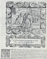 An illustration from Historiarvm seraphicae religionis libri tres, seriem temporum continentes, quibus breui explicantur fundamenta, uniuersiq[ue] ordinis amplificatio, gradus, et instituta; nec non uiri scientia, uirtutibus, et fama praeclari (1586)