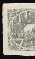 An illustration from Catalogvs gloriae mvndi D. Bartholomaei Cassanaei, Bvrgvndi, apvd Aqvas Sextias in Senatv decvriae praesidis, ac viri clarissimi : in qvo mvlta praeclara de praerogativis, praeeminentijs, maioritate, praestantijs, & excellentijs, continentur ... : opvs ... in XII. libros diuisum, nvnc denvo accvratissime emendatvm ac novis figvris elegantissime illustratum, ita vt facile omnes caeteras editiones antecellere possit (1579)