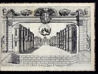 An illustration from Li qvattro elementi : introduttione per il balletto fatto nella residenza elettorale di Monaco nella gran sala detta degli Ercoli : inuentione del felicissimo ingegno della serenissima Henrietta Adelaida, elettrice di Baviera, principessa reale di Savoia : con le nobili imprese e motti nelli scudi di ciascuna dama opra della sua eroica penna (1657)