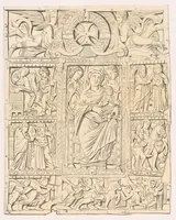 An illustration from Fundgruben der Kunst und Ikonographie in den Elfenbein-Arbeiten des christlichen Altertums und Mittèlalters in 35 Tafeln; Prof. Dr. aus'm Weerths nachgelassenes Werk (1912)