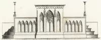 An illustration from The carpenter's assistant : containing a succinct account of Egyptian, Grecian and Roman architecture. Also, a description of the Tuscan, Doric, Ionic, Corinthian and composite orders; together with specifications, practical rules and tables for carpenters, and a glossary of architectural terms. Embellished with upwards of 200 plates of plans, elevations, details, and practical stair-building (1854)