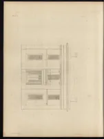 An illustration from The carpenter's assistant : containing a succinct account of Egyptian, Grecian and Roman architecture. Also, a description of the Tuscan, Doric, Ionic, Corinthian and composite orders; together with specifications, practical rules and tables for carpenters, and a glossary of architectural terms. Embellished with upwards of 200 plates of plans, elevations, details, and practical stair-building (1854)