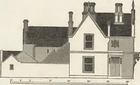 An illustration from The carpenter's assistant : containing a succinct account of Egyptian, Grecian and Roman architecture. Also, a description of the Tuscan, Doric, Ionic, Corinthian and composite orders; together with specifications, practical rules and tables for carpenters, and a glossary of architectural terms. Embellished with upwards of 200 plates of plans, elevations, details, and practical stair-building (1854)