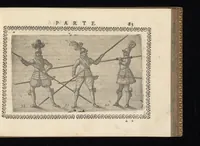 An illustration from Oplomachia di Bonauentura Pistofilo nobile Ferrarese, dottore, e caualiere : nella quale con dottrina morale, politica, e militare, e col mezzo delle figure si tratta per via di teorica, e di pratica del maneggio, e dell'vso delle armi : distinta in tre discorsi di picca, d'alabarda, e di moschetto (1621)