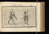 An illustration from Oplomachia di Bonauentura Pistofilo nobile Ferrarese, dottore, e caualiere : nella quale con dottrina morale, politica, e militare, e col mezzo delle figure si tratta per via di teorica, e di pratica del maneggio, e dell'vso delle armi : distinta in tre discorsi di picca, d'alabarda, e di moschetto (1621)