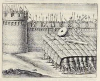 An illustration from Nicolai Vptoni De studio militari, libri quatuor. Iohan. de Bado Aureo, Tractatus de armis. Henrici Spelmanni Aspilogia (1654)