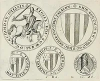 An illustration from Nicolai Vptoni De studio militari, libri quatuor. Iohan. de Bado Aureo, Tractatus de armis. Henrici Spelmanni Aspilogia (1654)