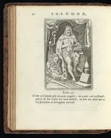 An illustration from De helden Godes des ouwden verbonds : met kunstige beeldenissen vertoont, en poeetelijk verklaert ; midsgaders, eem Hymnus of lofzangh van de christelijcke ridder ; en De heerlijckeheyd van Salomon (1699)
