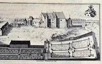 An illustration from Topographia historica Gallo-Brabantiae : quâ Romanduae oppida muncipia & dominia illustrantur : atque monasteria, nobiliumque praetoria castellaque in aes incisa exhibentur (1692)