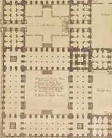 An illustration from Nicolai Goldmans Vollständige Anweisung zu der Civil-Bau-Kunst : in welcher nicht nur die fünff Ordnungen, samt den darzu gehörigen Fenster-Gesimsen, Kämpffern, Geländer-Dockeb und Bilderstühlen, auf eine neue und sonderbare leichte Art aufzureissen deutlich gewiesen, sondern zugleich getreulich entdecket wird ... (1708)