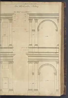An illustration from Nicolai Goldmans Vollständige Anweisung zu der Civil-Bau-Kunst : in welcher nicht nur die fünff Ordnungen, samt den darzu gehörigen Fenster-Gesimsen, Kämpffern, Geländer-Dockeb und Bilderstühlen, auf eine neue und sonderbare leichte Art aufzureissen deutlich gewiesen, sondern zugleich getreulich entdecket wird ... (1708)