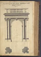 An illustration from Nicolai Goldmans Vollständige Anweisung zu der Civil-Bau-Kunst : in welcher nicht nur die fünff Ordnungen, samt den darzu gehörigen Fenster-Gesimsen, Kämpffern, Geländer-Dockeb und Bilderstühlen, auf eine neue und sonderbare leichte Art aufzureissen deutlich gewiesen, sondern zugleich getreulich entdecket wird ... (1708)