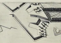 An illustration from Matthiae Dögen Dramburgensis marchici Architectura militaris moderna : varijs historijs, tam veteribus quam novis confirmata, et praecipuis totius Europae munimentis, ad exemplum adductis exornata (1647)