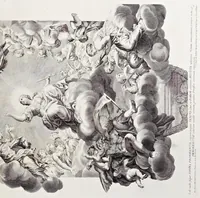Picture 7 of 8 from Barberinae aulae fornix Romae eq. Petri Berettini Cortonensis picturis admirandus : cuius spirantes imagines et monocromata in hisce delineamentis ad similitudinem adumbrata Vrbani VIII. pontificis maximi virtutes exprimunt (1677), leaf 22