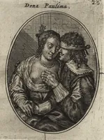 Picture 26 of 46 from Les abus du mariage, ou sont clairement representez les subtilitez deshonnestes, tant des femmes que des hommes, dont ils usent pour se tromper l'un l'autre. A cecy sont adjoustez quelques enseignemens pour corriger tels abus. Misbruick des houwelycx, waer in klaerlijck word uitgebeeldt de boosheden en loosheden zo wel tusschen mannen als vrouwen gepleeght, om malkander behendigh te bedriegen. Hier zijn bygevoeght eenige nutte en noodige leeringh, streckende tot verbeteringe der hedensdaeghsche bedorven huyshoudinge. The mistake off matrimonij, wherin is clearely set out the shamefull craftinesse as well by men, as women, pleading one against an other of their shamefull deceitfulnesse. Here is also by joyned some learned instructions to the amendement and reproouing of that filthinesse (1641), leaf 42