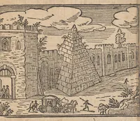 An illustration from Les merveilles de la ville de Rome : ou il est traictè des eglises, stations & reliques des corps saincts, qui y sont : auec la guide, qui enseigne aux estrangers à aysèment trouuer les choses plus remarquables de Rome : auec les noms de papes, empereurs & autres princes chrestiens ... (1637)