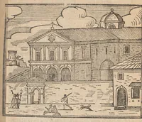 An illustration from Les merveilles de la ville de Rome : ou il est traictè des eglises, stations & reliques des corps saincts, qui y sont : auec la guide, qui enseigne aux estrangers à aysèment trouuer les choses plus remarquables de Rome : auec les noms de papes, empereurs & autres princes chrestiens ... (1637)