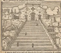 Picture 13 of 57 from Les merveilles de la ville de Rome : ou il est traictè des eglises, stations & reliques des corps saincts, qui y sont : auec la guide, qui enseigne aux estrangers à aysèment trouuer les choses plus remarquables de Rome : auec les noms de papes, empereurs & autres princes chrestiens ... (1637), leaf 51