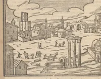 Picture 14 of 57 from Les merveilles de la ville de Rome : ou il est traictè des eglises, stations & reliques des corps saincts, qui y sont : auec la guide, qui enseigne aux estrangers à aysèment trouuer les choses plus remarquables de Rome : auec les noms de papes, empereurs & autres princes chrestiens ... (1637), leaf 53