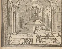 Picture 16 of 57 from Les merveilles de la ville de Rome : ou il est traictè des eglises, stations & reliques des corps saincts, qui y sont : auec la guide, qui enseigne aux estrangers à aysèment trouuer les choses plus remarquables de Rome : auec les noms de papes, empereurs & autres princes chrestiens ... (1637), leaf 59