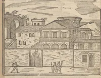 An illustration from Les merveilles de la ville de Rome : ou il est traictè des eglises, stations & reliques des corps saincts, qui y sont : auec la guide, qui enseigne aux estrangers à aysèment trouuer les choses plus remarquables de Rome : auec les noms de papes, empereurs & autres princes chrestiens ... (1637)