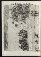 Picture 19 of 27 from Pratique de la guerre : contenant l'vsage de l'artillerie, bombes et mortiers, feux artificiels & petards, sappes & mines, ponts & pontons, tranchées & trauaux, auec l'ordre des assauts aux breches : ensemble vn traité des feux de joye (1650), leaf 191