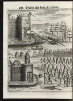 Picture 21 of 27 from Pratique de la guerre : contenant l'vsage de l'artillerie, bombes et mortiers, feux artificiels & petards, sappes & mines, ponts & pontons, tranchées & trauaux, auec l'ordre des assauts aux breches : ensemble vn traité des feux de joye (1650), leaf 203