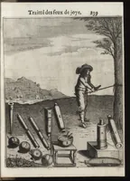 Picture 25 of 27 from Pratique de la guerre : contenant l'vsage de l'artillerie, bombes et mortiers, feux artificiels & petards, sappes & mines, ponts & pontons, tranchées & trauaux, auec l'ordre des assauts aux breches : ensemble vn traité des feux de joye (1650), leaf 256