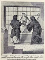 Picture 22 of 36 from Vitae S. Eliae prophetae, S. Mariae Magdalenae de Pazzi & S. Alberti Ordinis Beatissimae Virginis Mariae de Monte Carmelo, iconibus expressae quibus 40 aliae pulcherrimae ejusdem Ordinis sanctorum sanctarumque adjunctae sunt, leaf 174