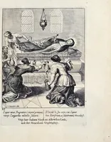 An illustration from Vitae S. Eliae prophetae, S. Mariae Magdalenae de Pazzi & S. Alberti Ordinis Beatissimae Virginis Mariae de Monte Carmelo, iconibus expressae quibus 40 aliae pulcherrimae ejusdem Ordinis sanctorum sanctarumque adjunctae sunt