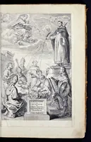Picture 1 of 36 from Vitae S. Eliae prophetae, S. Mariae Magdalenae de Pazzi & S. Alberti Ordinis Beatissimae Virginis Mariae de Monte Carmelo, iconibus expressae quibus 40 aliae pulcherrimae ejusdem Ordinis sanctorum sanctarumque adjunctae sunt, leaf 6