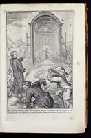 An illustration from Vitae S. Eliae prophetae, S. Mariae Magdalenae de Pazzi & S. Alberti Ordinis Beatissimae Virginis Mariae de Monte Carmelo, iconibus expressae quibus 40 aliae pulcherrimae ejusdem Ordinis sanctorum sanctarumque adjunctae sunt
