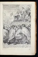 An illustration from Vitae S. Eliae prophetae, S. Mariae Magdalenae de Pazzi & S. Alberti Ordinis Beatissimae Virginis Mariae de Monte Carmelo, iconibus expressae quibus 40 aliae pulcherrimae ejusdem Ordinis sanctorum sanctarumque adjunctae sunt
