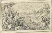 An illustration from Les Metamorphoses d'Ouide : de nouueau traduites en françois, et enrichies de figures chacune selon son subiet : avec XV discours, contenans l'explication morale des fables (1621)