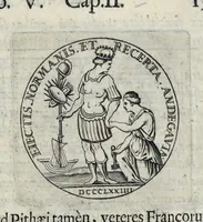 Picture 13 of 29 from Aquila inter lilia, sub qua Francorum Caesarum a Carolo Magno vsque ad Conradum Imperatorem Occidentis X. elogiis, hieroglyphicis, numismatibus, insignibus, symbolis, fasta exarantur : opus omnibus absolutum númeris, vt hodiernis veteres locupletati annales cuiuslibet herois, cuius facinora inclusum thema exornant, vitam, effigiem, hieroglyphicum, symbola exhibeant (1671), leaf 212