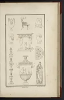 An illustration from Fragmens d'architecture, sculpture et peinture, dans le style antique : ouvrage dans lequel on trouvera toutes sortes de détails relatifs à la décoration intérieure et extérieure des édifices : composés ou recueillis, et gravés au trait (1804)