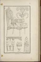 An illustration from Fragmens d'architecture, sculpture et peinture, dans le style antique : ouvrage dans lequel on trouvera toutes sortes de détails relatifs à la décoration intérieure et extérieure des édifices : composés ou recueillis, et gravés au trait (1804)