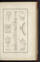 An illustration from Fragmens d'architecture, sculpture et peinture, dans le style antique : ouvrage dans lequel on trouvera toutes sortes de détails relatifs à la décoration intérieure et extérieure des édifices : composés ou recueillis, et gravés au trait (1804)