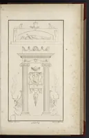 An illustration from Fragmens d'architecture, sculpture et peinture, dans le style antique : ouvrage dans lequel on trouvera toutes sortes de détails relatifs à la décoration intérieure et extérieure des édifices : composés ou recueillis, et gravés au trait (1804)