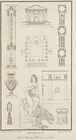 An illustration from Fragmens d'architecture, sculpture et peinture, dans le style antique : ouvrage dans lequel on trouvera toutes sortes de détails relatifs à la décoration intérieure et extérieure des édifices : composés ou recueillis, et gravés au trait (1804)