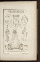 An illustration from Fragmens d'architecture, sculpture et peinture, dans le style antique : ouvrage dans lequel on trouvera toutes sortes de détails relatifs à la décoration intérieure et extérieure des édifices : composés ou recueillis, et gravés au trait (1804)