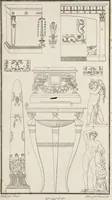An illustration from Fragmens d'architecture, sculpture et peinture, dans le style antique : ouvrage dans lequel on trouvera toutes sortes de détails relatifs à la décoration intérieure et extérieure des édifices : composés ou recueillis, et gravés au trait (1804)